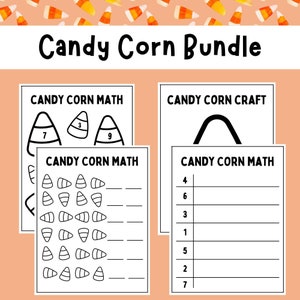 Peut inclure: Un ensemble d'activités imprimables sur le thème d'Halloween avec des bonbons en forme de maïs. Les feuilles de travail comprennent des problèmes de mathématiques et une activité manuelle. Le titre de l'ensemble est "Candy Corn Bundle".
