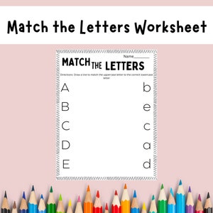 Match the Letters Worksheet, Alphabet Worksheet, Letters Worksheet, Digital Download