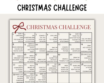 Calendrier des défis de Noël | Activités des Fêtes de 25 jours (téléchargement numérique)