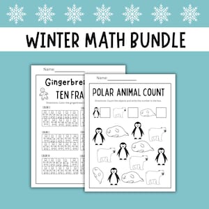 Winter Math Preschool Bundle - Homeschool Kindergarten Worksheets, PreK Educational Activities & Printable Resources