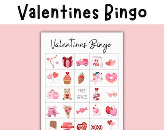 Valentine Bingo Kids Printable Game - Classroom Party Activity for Preschool Kindergarten Homeschool