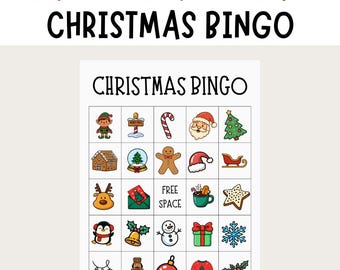 Christmas Bingo Printable Holiday Party Game Kids Adults Classroom Activity Instant Download