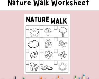 Feuille de travail Explorateur de la nature pour enfants - Liste de contrôle de plein air et activité préscolaire
