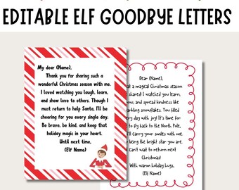 Modèles de lettre d'adieu elfe - éditable en téléchargement numérique | Notes d'adieu magiques de Noël PDF et impressions sur toile