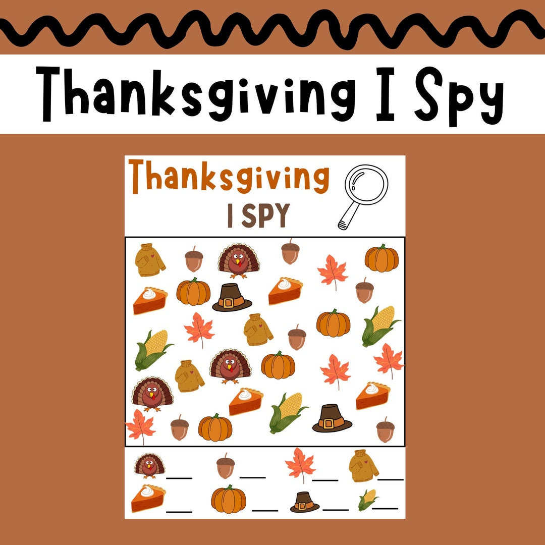 Printable Thanksgiving I Spy Game for Kids Fall Party Activity