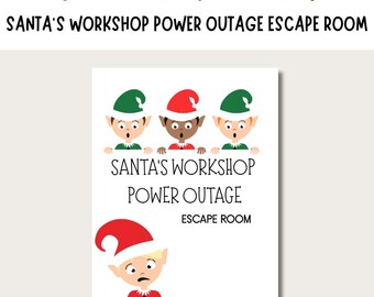 Salle d'évasion en cas de panne de courant du Père Noël : jeu de Noël à imprimer (téléchargement instantané)
