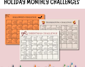 Fall & Winter Monthly Challenge | October to December Printables | Daily Gratitude,  Holiday Fun