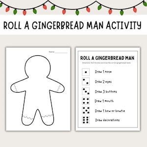 Roll a Gingerbread Man Game | Christmas Dice Activity | Printable Holiday Game for Kids | Digital Download