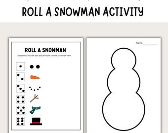 Roll A Snowman Winter Game | Preschool Math (PDF Pattern)