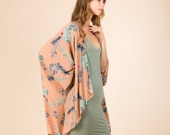 Tropical Print Kimono Cardigan