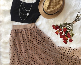 Polka dot tulle midi skirt