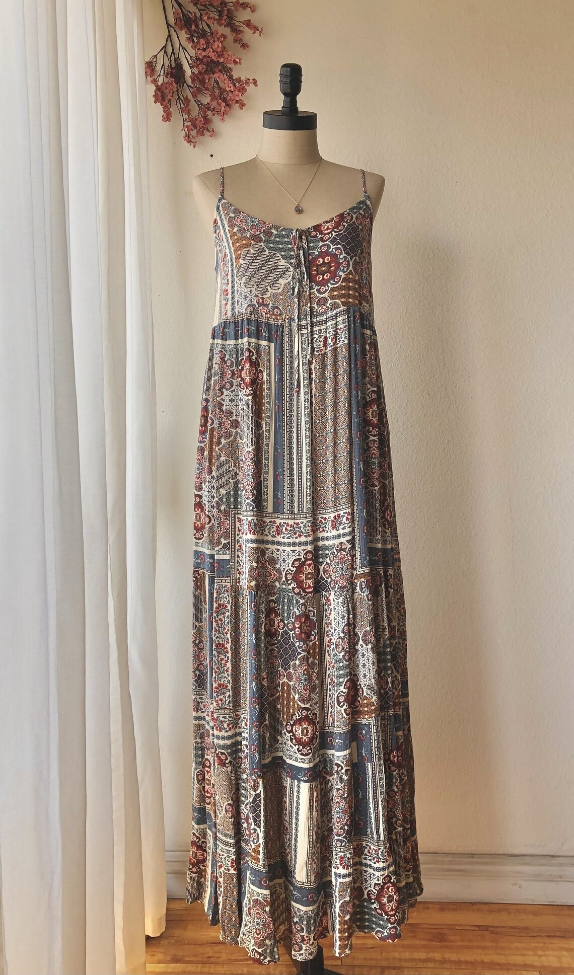 Paisley One-Shoulder Knit Maxi Dress