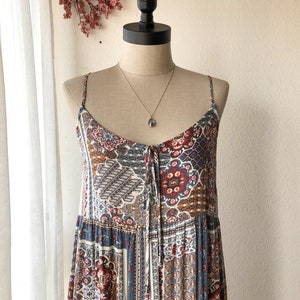 Brown Paisley Zippered Waist Maxi Dress