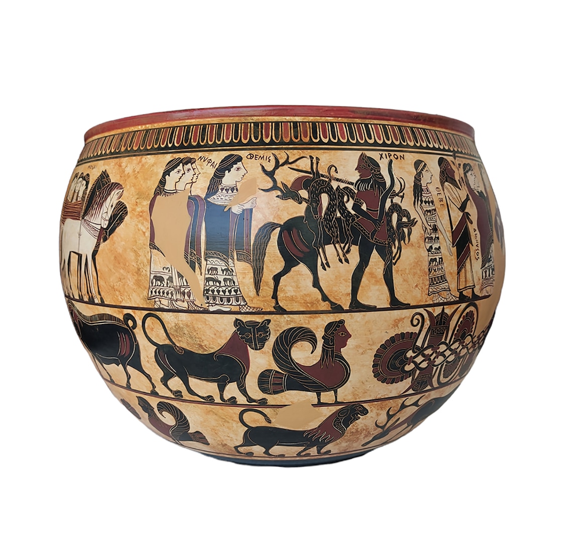 Sophilos Black Figure Vase Dinos Ancient Ceramic Reproduction Vase