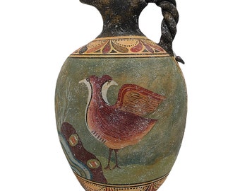 The Partridge Ancient Fresco Ceramic Oinochoe Vase Knossos Palace Octopus Minoan Art