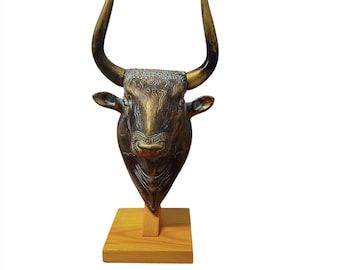 Bull's Head on base, Minoan Art, Knossos Palace, Greek Art Gallery Shop