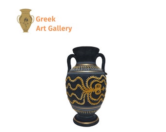 古代ギリシャ陶器の複製 - ギリシャ産黒像式ミノア文明のタコ壺