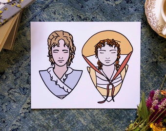 Marianne and Elinor Dashwood Print | Sense and Sensibility | Jane Austen Gift | Edward Ferrars & Colonel Brandon