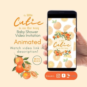 A Little Cutie is on the Way, Baby Shower Invitation, Video Baby Shower Invitation, A Little Cutie Baby Shower, Cuties and Oranges Theme