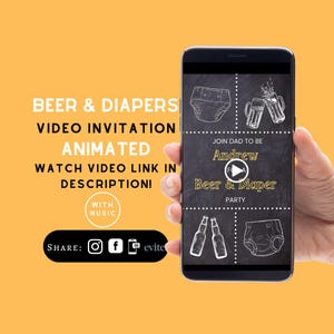 Beer & Diapers Party Invitation, Dad to Be, Dad Diaper Party, Guys Diaper Party, Beers and Diapers Party, Diaper Party Video Invitation