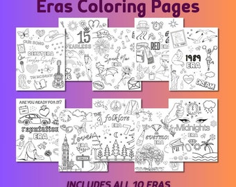 Eras Coloring Pages, Eras Birthday Party Activities, Birthday Era Party Favors, Birthday Era Activity, Instant Download