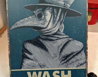 Plague Doctor Metal Sign + Figurine