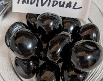 Obsidienne noire roulée : pierre individuelle ou lot de 113 g (4 oz).