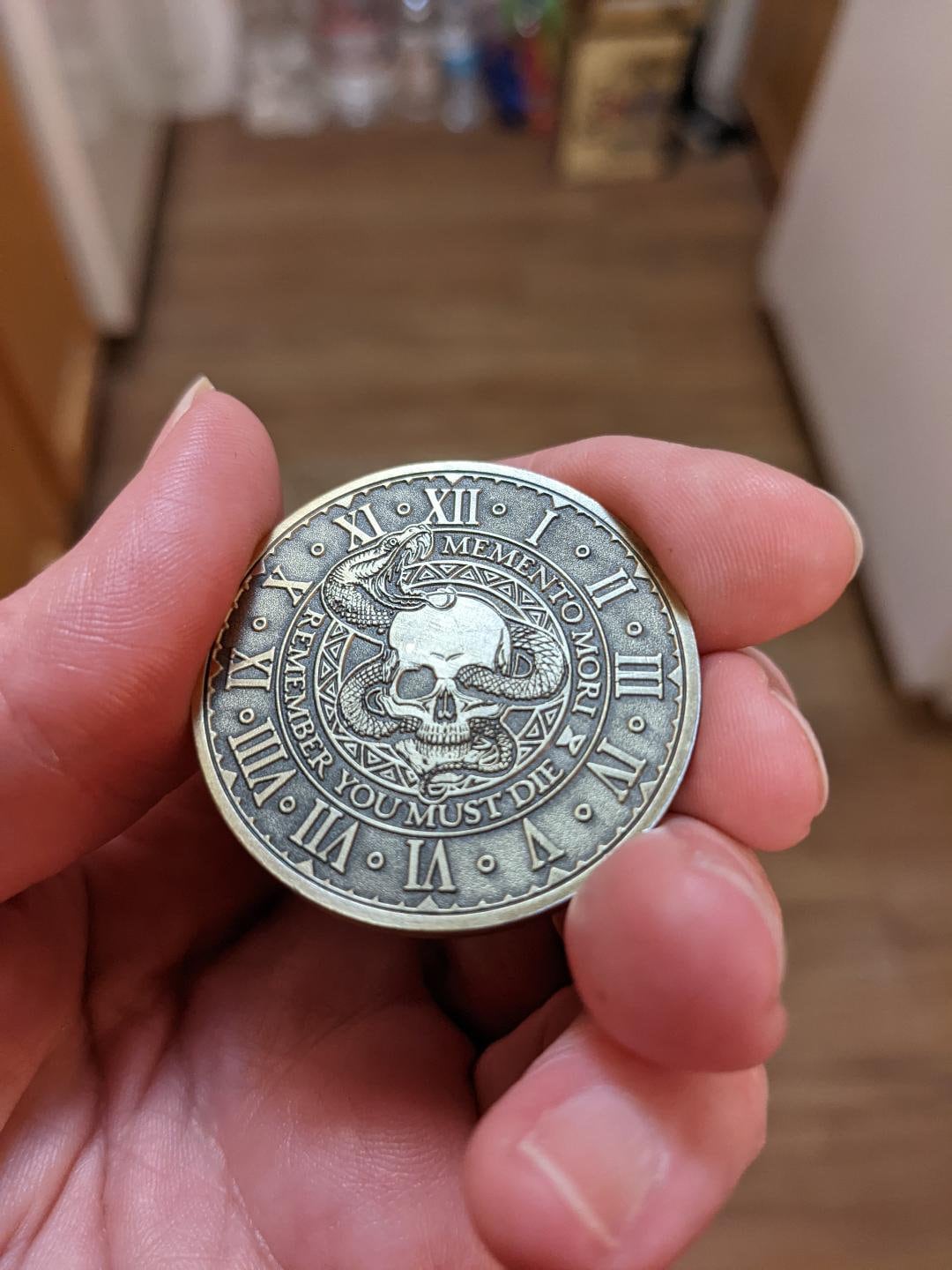RYUKENLM Pack Of 5 Memento Mori Memento Vivere Coin 3D Skull Challenge Coins EDC Stoic Reminder Token Inspirational Stoicism Gifts For Daily Practice