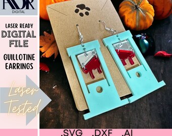 SVG File, Cute Pastel Halloween Guillotine Laser Cut Earrings, Acrylic, Earring Laser File, Cut Ready, Digital Download