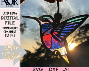 SVG Hummingbird, Hummingbird Ornament, Laser Cut File, Digital Download