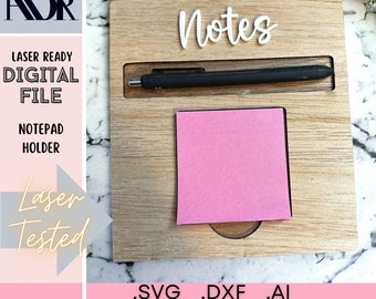 SVG Laser Cut File, Sticky Note Holder, Sticky Note Pad, Laser Cut Digital Download File, Teacher Gift