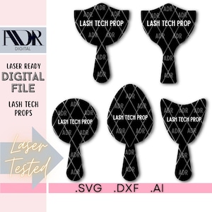 SVG Lash Tech Props, Multiple Styles, Props for Social Media Handles, Lash Tech Business, Laser Cut File, Digital Download