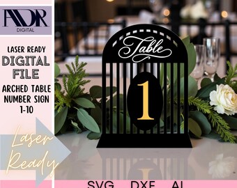 Arched Table Number Signs 1–10, Digital Download Laser File