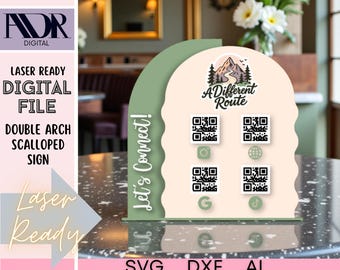 Double Arch Scalloped QR Code Sign, Digital Download Laser File