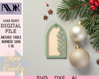 Arched Botanical Ornament, Digital Download Laser File