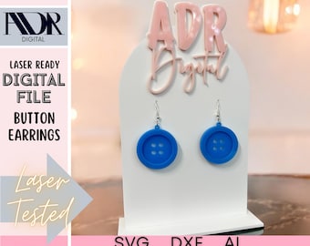 SVG Button Earrings, Digital Download, Laser Cut File, Ai, DXF, SVG, Cut Ready, Laser Tested File