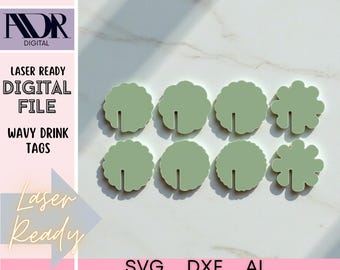 Wavy Drink Tags, Digital Download Laser File