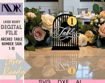 Numbered Table Signs 1–10, Digital Download Laser File