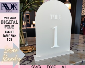 Numbered Table Signs 1–25, Digital Download Laser File