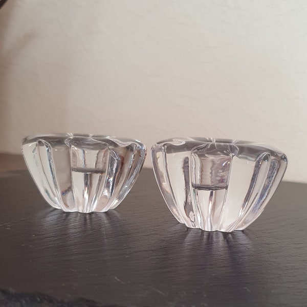 A Pair of Vintage Orrefors Candle Holders