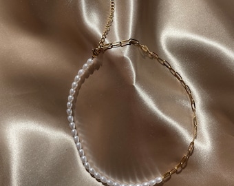 Pearl necklace | Choker chain | Link chain with pearls