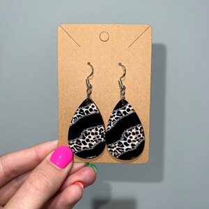 Teardrop Dangle Earrings BLACK CHEETAH