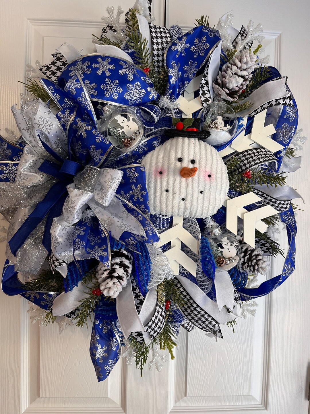 Snowman Face, Snowflake Front Door Wreath, Let It Snow, Winter Wreath ...