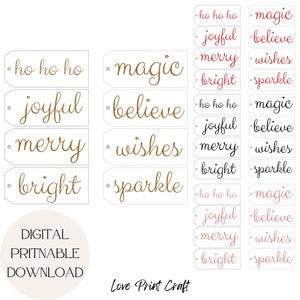 Christmas Gift Tags Printable Digital Download, Gold Gift Tags, DIY ...