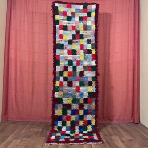 2.6x8.7 feet -BERBER Runner Vintage Rug - rug runner -Colorful rug checkered-Berber Carpet-berber rug runner-Runner carpet -old runner rug