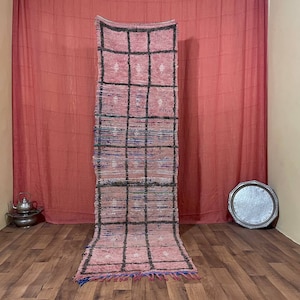 Handmade Berber Wool Runner Rug: Colorful Moroccan Hallway Stair Rug (80x277 cm)