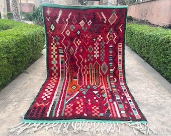 Tapis marocains ROUGE, tapis rouge Boujaad, tapis Beni Ourain, tapis faits main, tapis berbère, tapis rouge, tapis