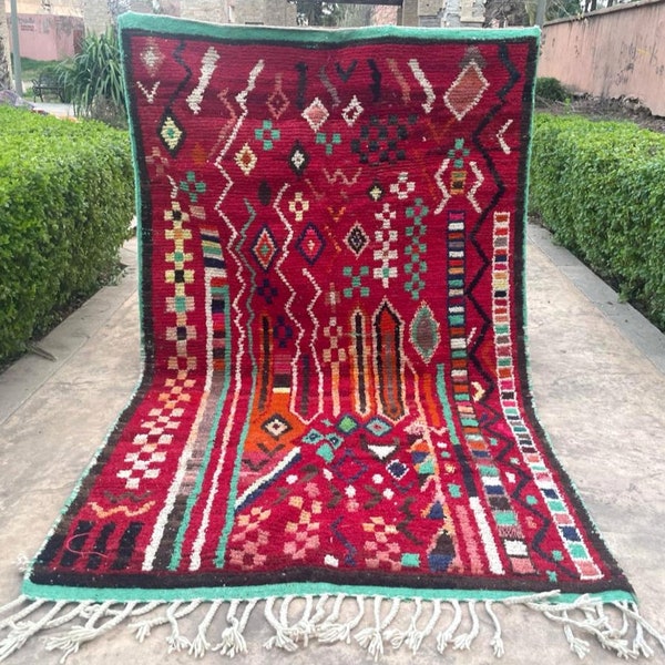 Tapis marocains ROUGE, tapis rouge Boujaad, tapis Beni Ourain, tapis faits main, tapis berbère, tapis rouge, tapis