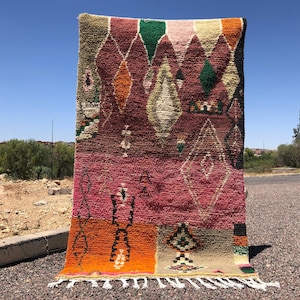 Moroccon Boujaad rug - Handmade rug - Boujaad rug - Moroccan Berber rug - Moroccan area rug - Colorful moroccon rug - Berber area wool rug