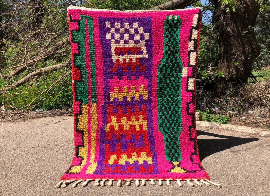 PINK Bohemian Colorful Rug, Handmade Moroccan Rug, Pink Area Rug for ...